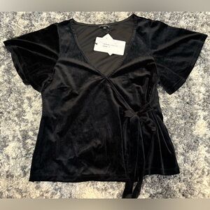 Shinestar Black Velvet Wrap Shirt